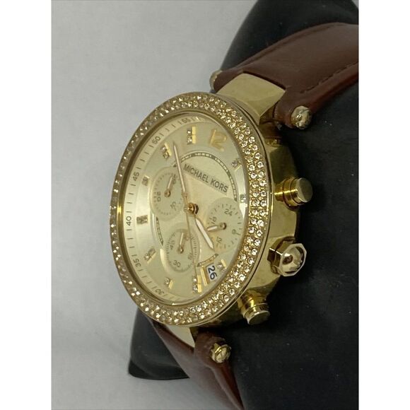 Michael Kors MK5632 Women's Brown Leather Gold Analog Dial Quartz Watch QB442 - Picture 4 of 12